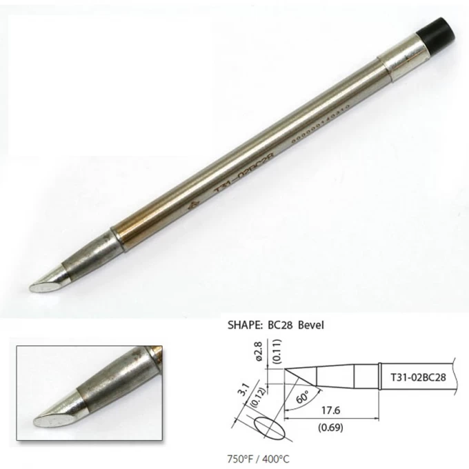 Наконечник HAKKO для станций FX-100 (400℃) T31-02BC28 Наконечник HAKKO для станций FX-100 (400℃) T31-02BC28
