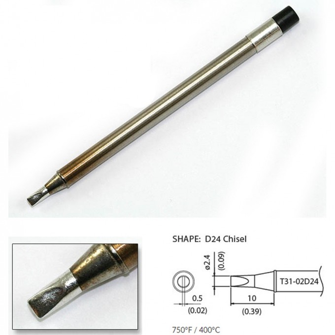 Наконечник HAKKO для станций FX-100 (400℃) T31-02D24 Наконечник HAKKO для станций FX-100 (400℃) T31-02D24