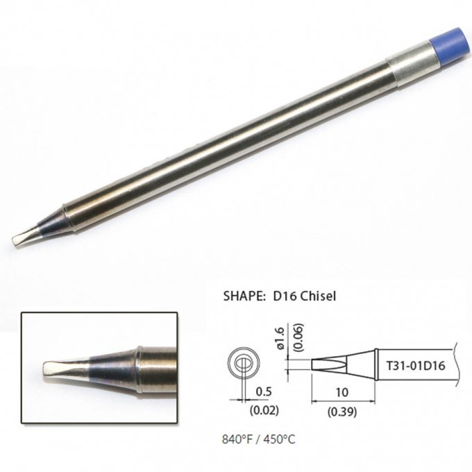 Наконечник HAKKO для станций FX-100 (450℃) T31-01D16 Наконечник HAKKO для станций FX-100 (450℃) T31-01D16