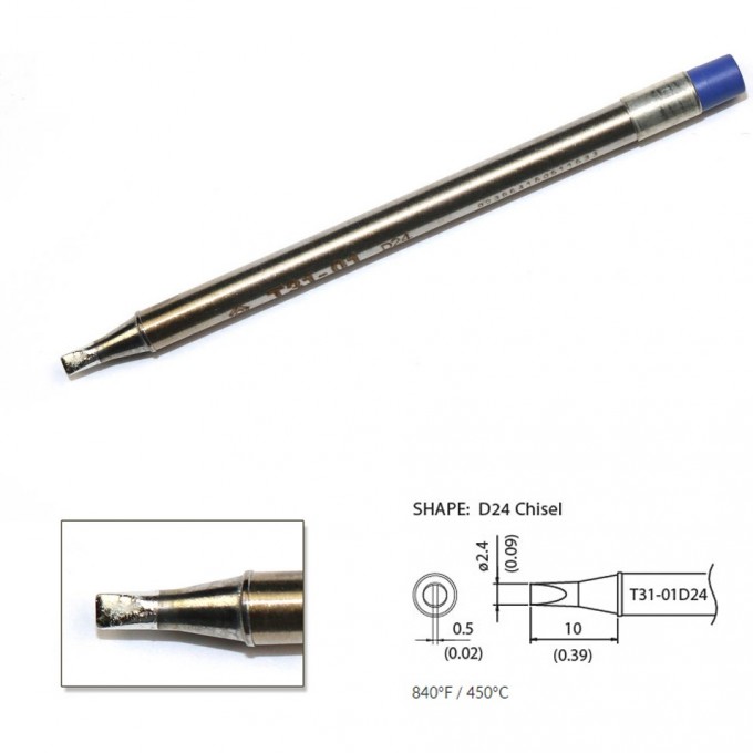 Наконечник HAKKO для станций FX-100 (450℃) T31-01D24 Наконечник HAKKO для станций FX-100 (450℃) T31-01D24