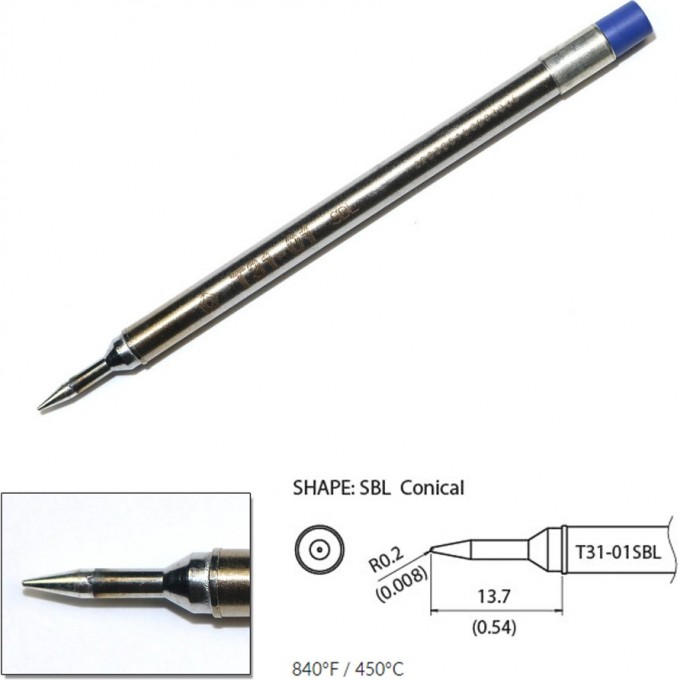 Наконечник HAKKO для станций FX-100 (450℃) T31-01SBL Наконечник HAKKO для станций FX-100 (450℃) T31-01SBL
