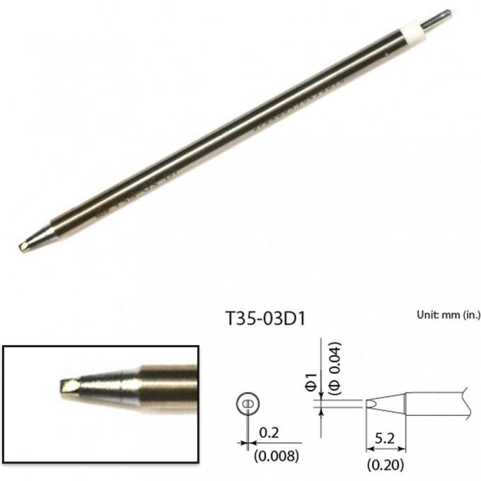 Сменный наконечник HAKKO (350℃) T35-03D1 Сменный наконечник HAKKO (350℃) T35-03D1